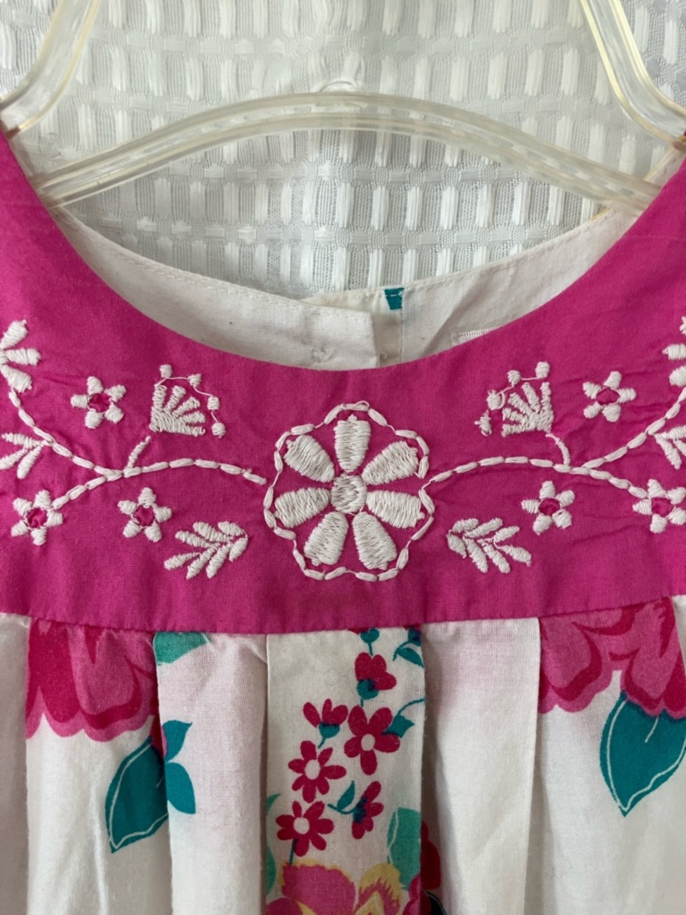 Maggie & Zoe Cotton Floral Embroidered Dress Girls 4T Flutter Sleeve Lined
